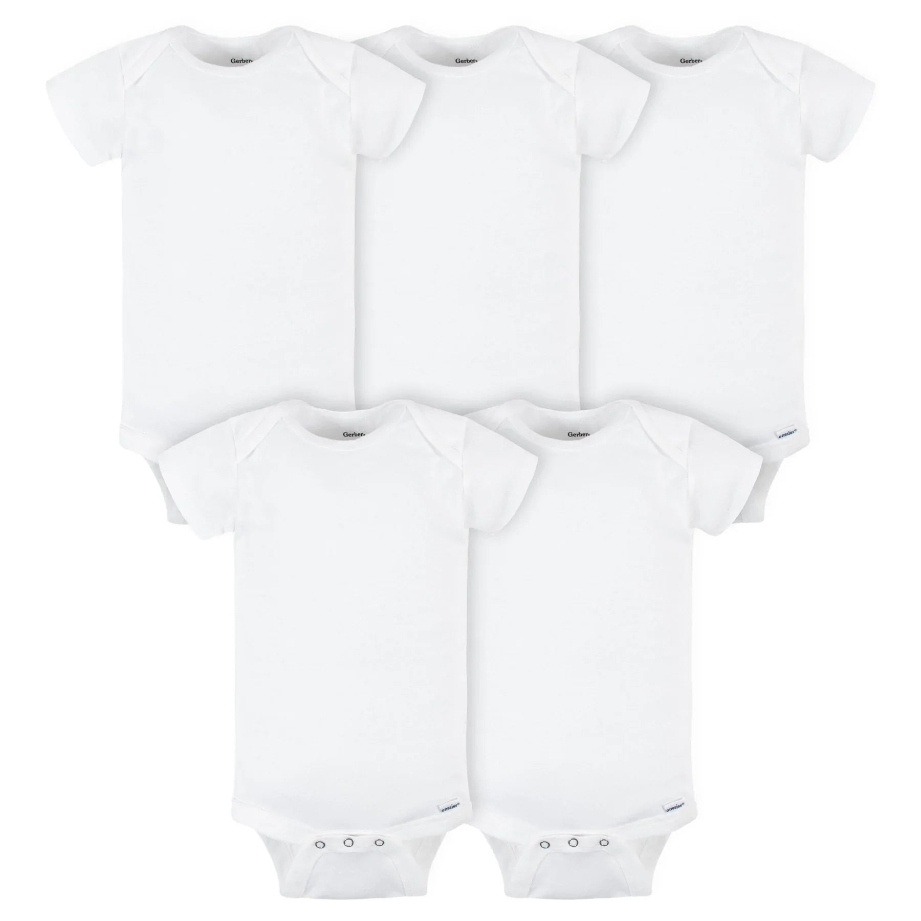 Gerber® 5 Pack Baby Neutral White Short Sleeve Onesies® Bodysuits NB/3-6M/6-9M