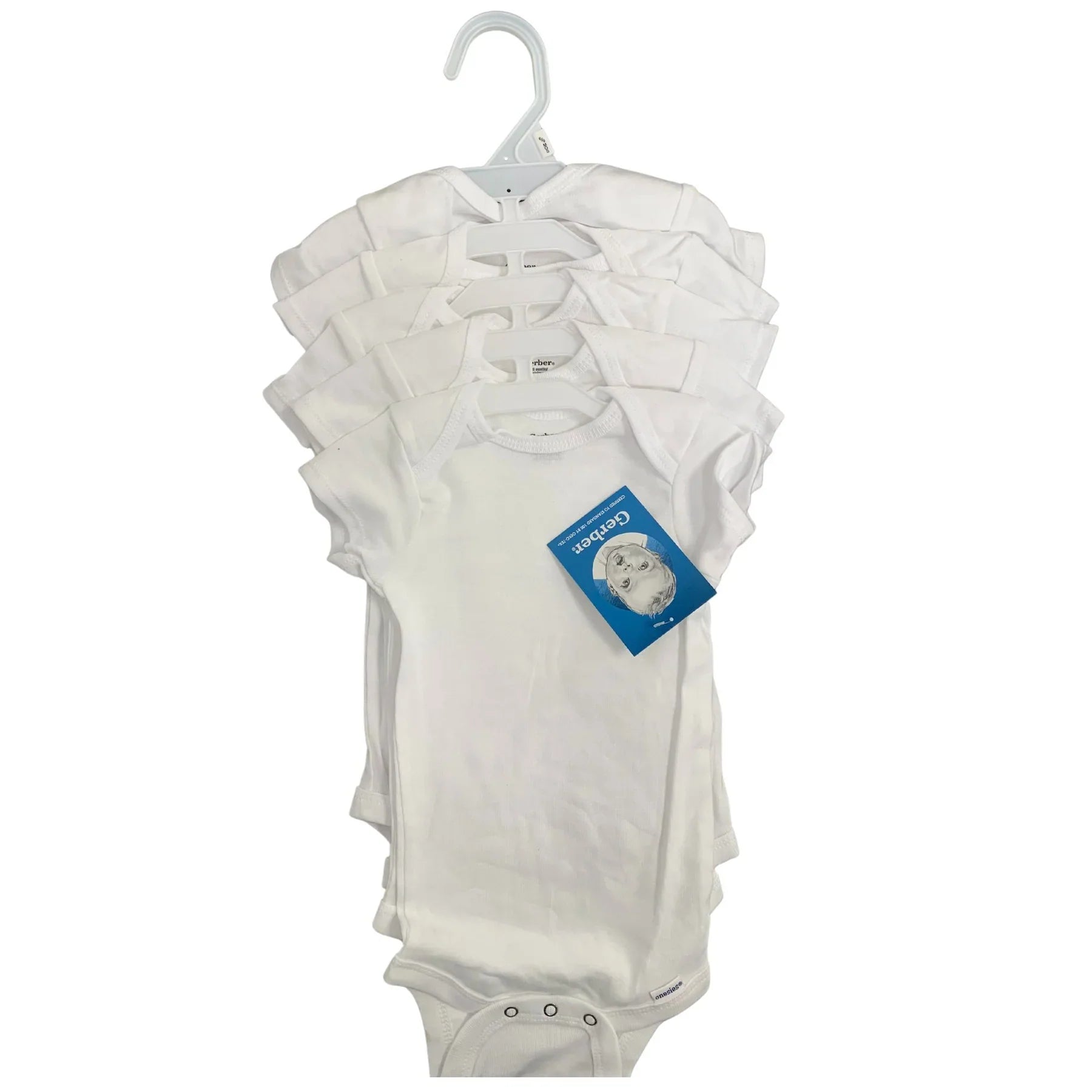 Gerber® 5 Pack Baby Neutral White Short Sleeve Onesies® Bodysuits NB/3-6M/6-9M