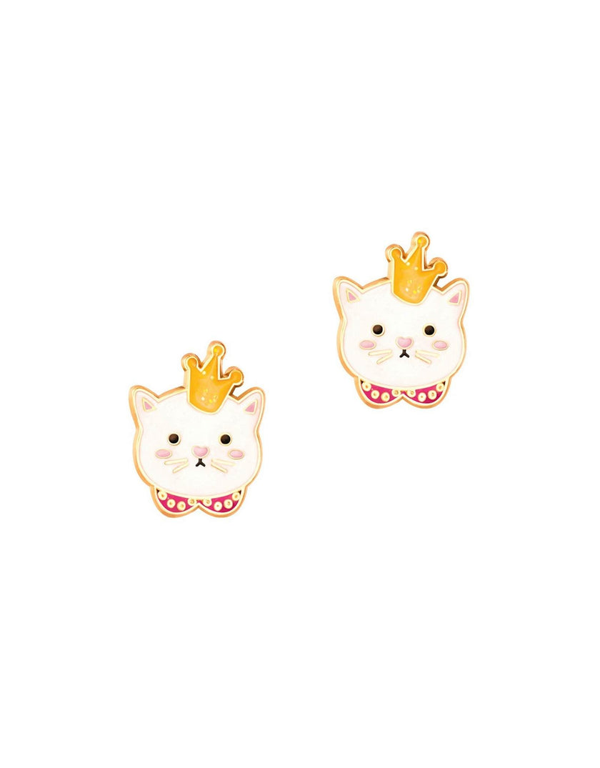 Enamel Stud Earrings - Kitty Princess - Girl Nation