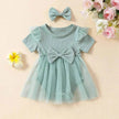 Girls' Multi-color Mesh Flounced Sleeve Short Sleeved Kazakhstan Dress