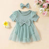 Girls' Multi-color Mesh Flounced Sleeve Short Sleeved Kazakhstan Dress