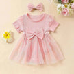 Girls' Multi-color Mesh Flounced Sleeve Short Sleeved Kazakhstan Dress