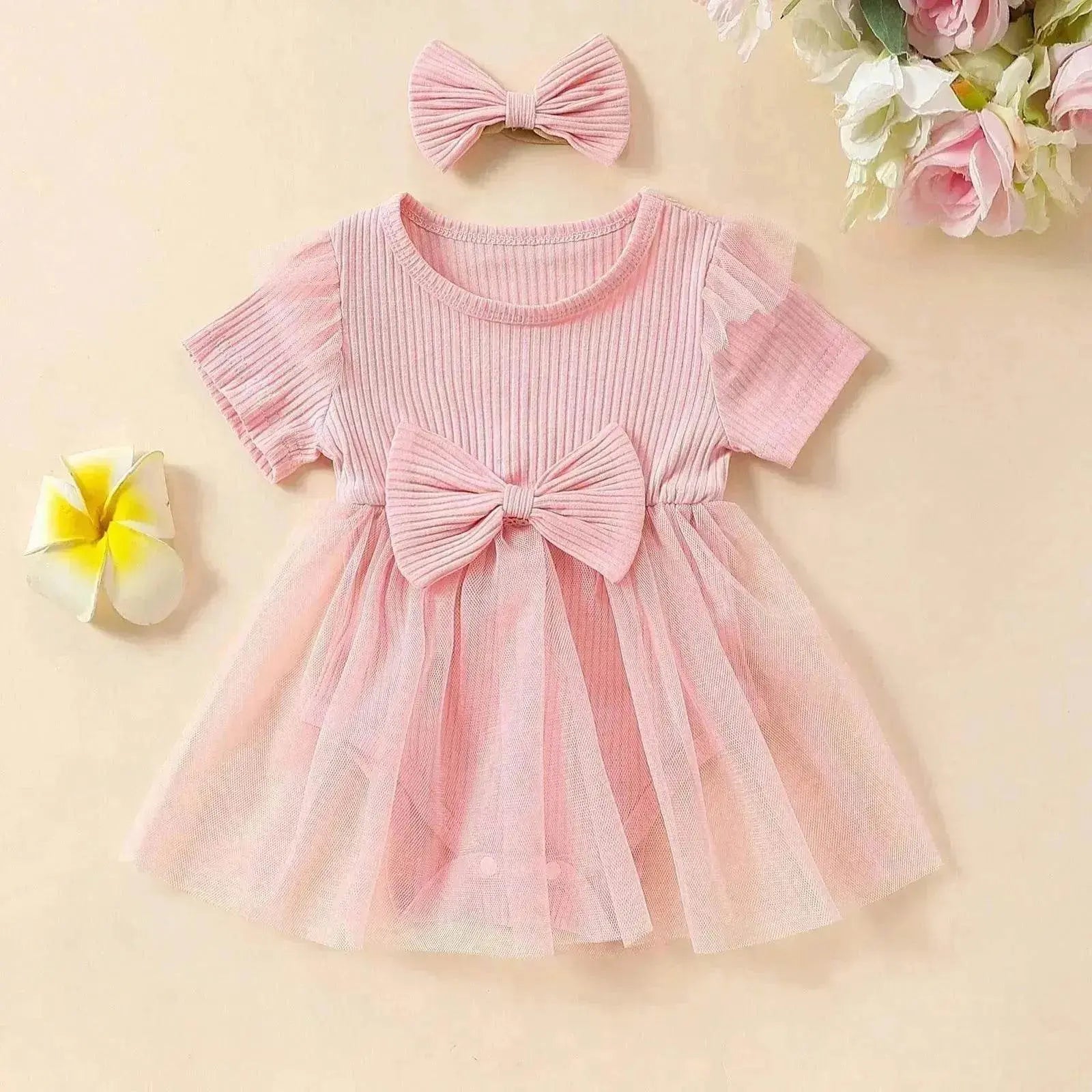 Girls' Multi-color Mesh Flounced Sleeve Short Sleeved Kazakhstan Dress
