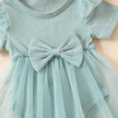 Girls' Multi-color Mesh Flounced Sleeve Short Sleeved Kazakhstan Dress