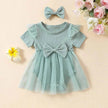 Girls' Multi-color Mesh Flounced Sleeve Short Sleeved Kazakhstan Dress