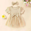 Girls' Multi-color Mesh Flounced Sleeve Short Sleeved Kazakhstan Dress