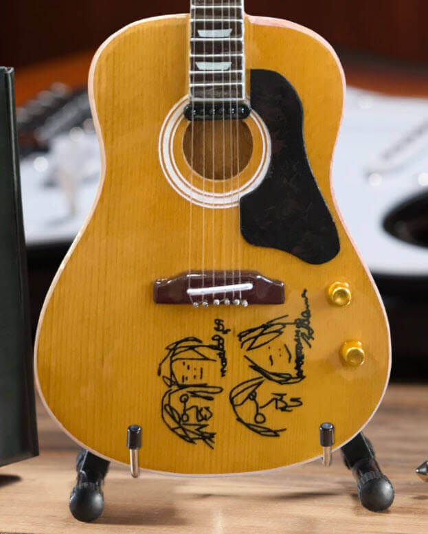 Fab Four Licensed - John Lennon “Give Peace a Chance” Miniature Acoustic Guitar Replica Collectible