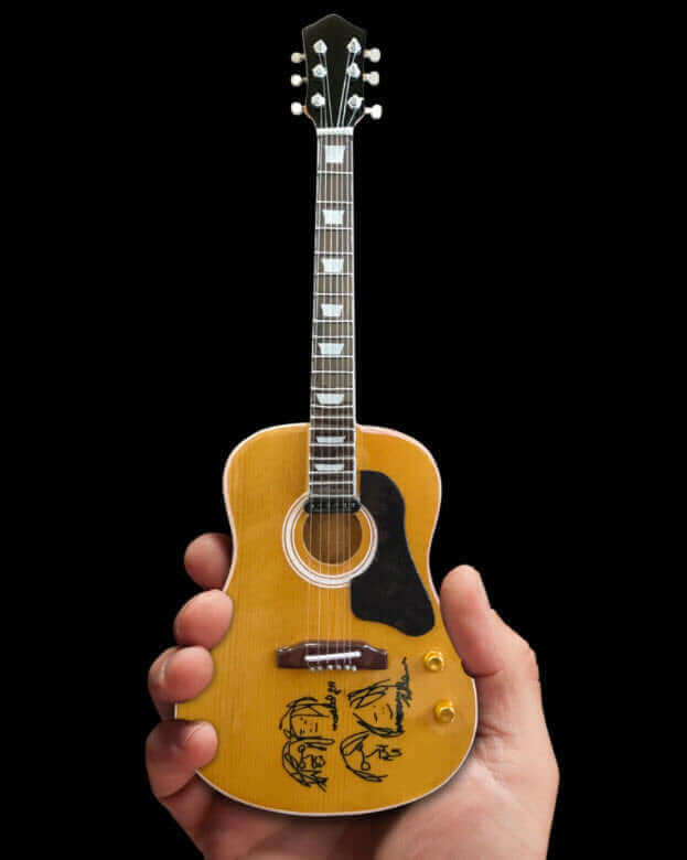 Fab Four Licensed - John Lennon “Give Peace a Chance” Miniature Acoustic Guitar Replica Collectible