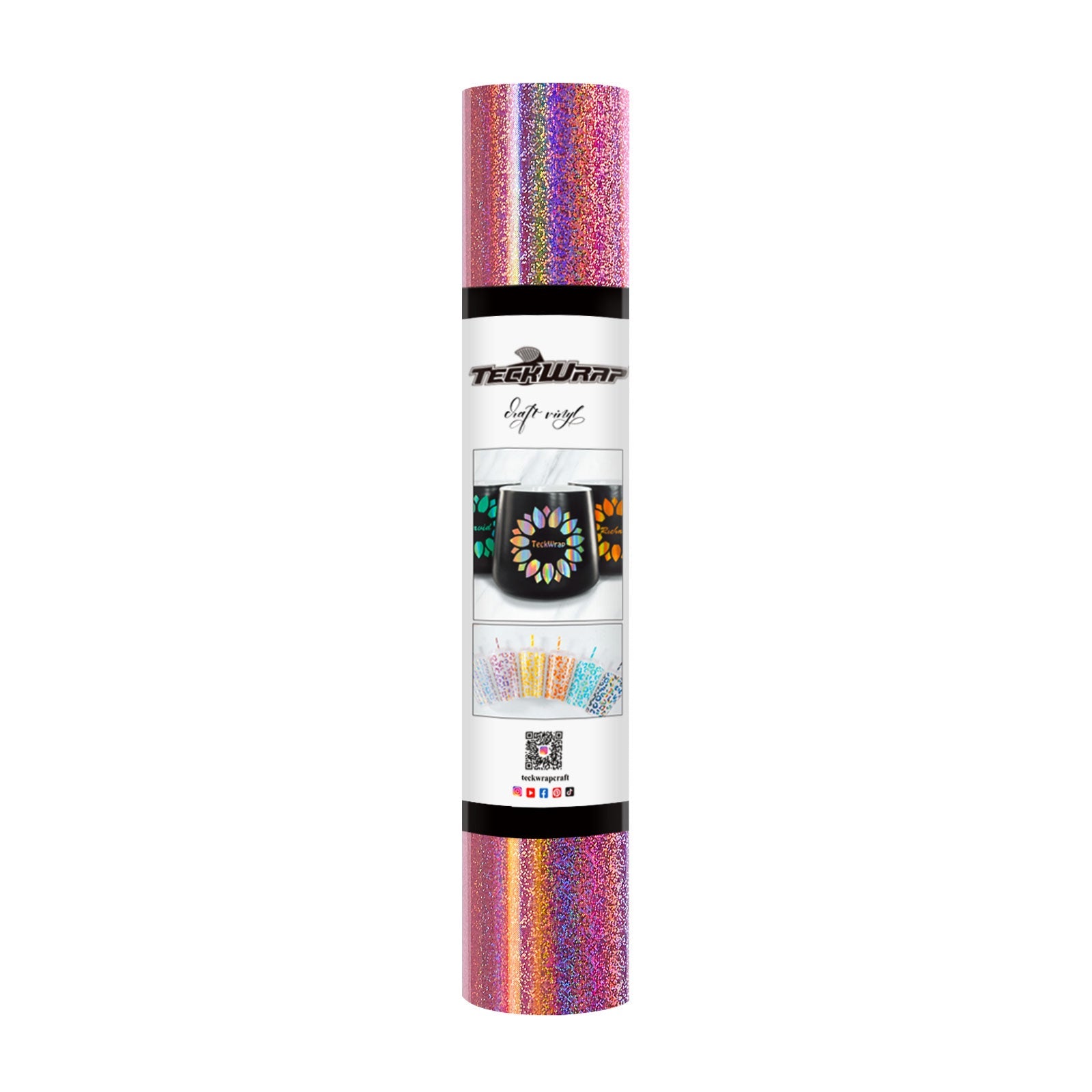 TeckWrap Holographic Sparkle Adhesive Vinyl - Glitter Mermaid Pink | Captivating Auroras for Your Crafts!