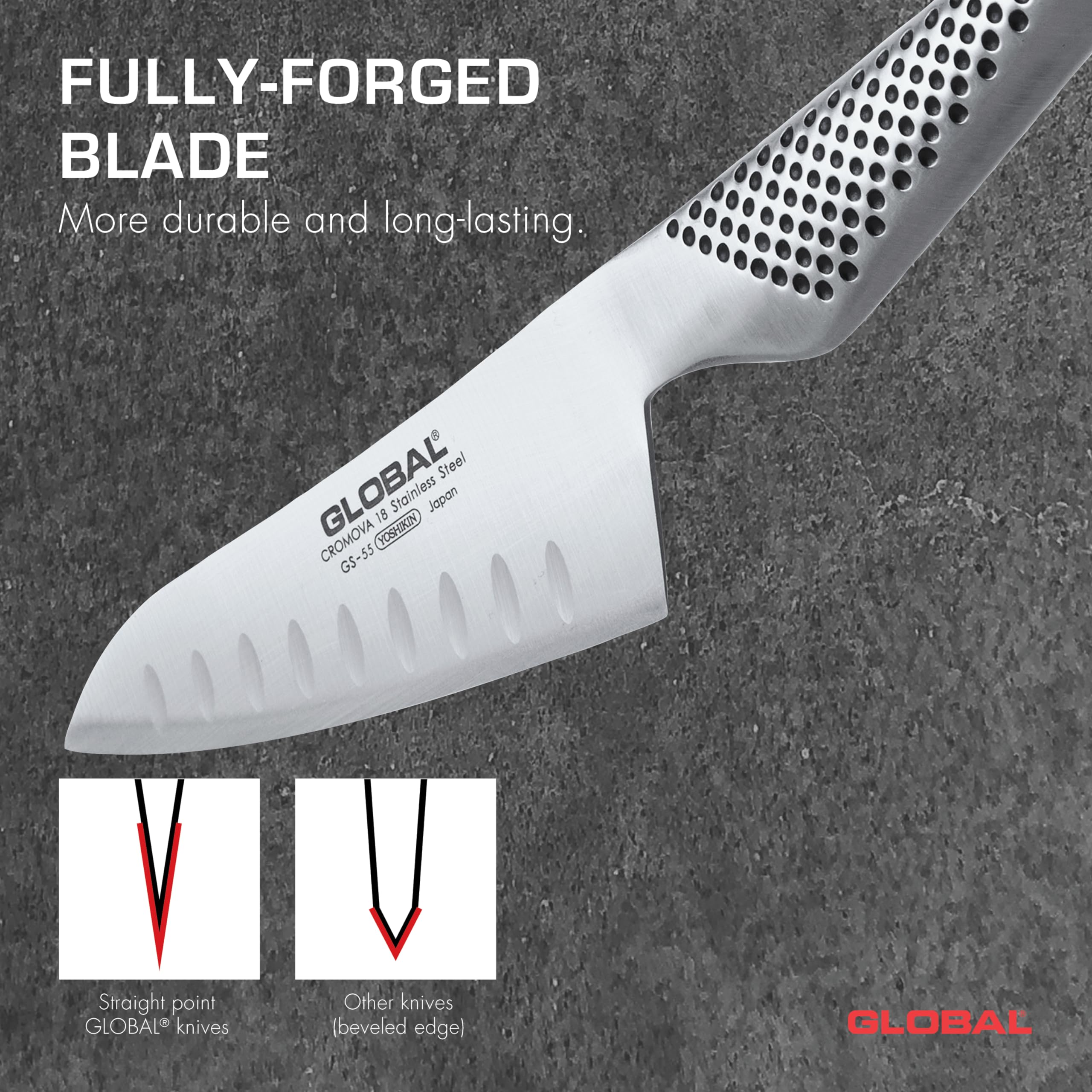 Global - Couteau Santoku Oriental à rainures 12cm/4.75