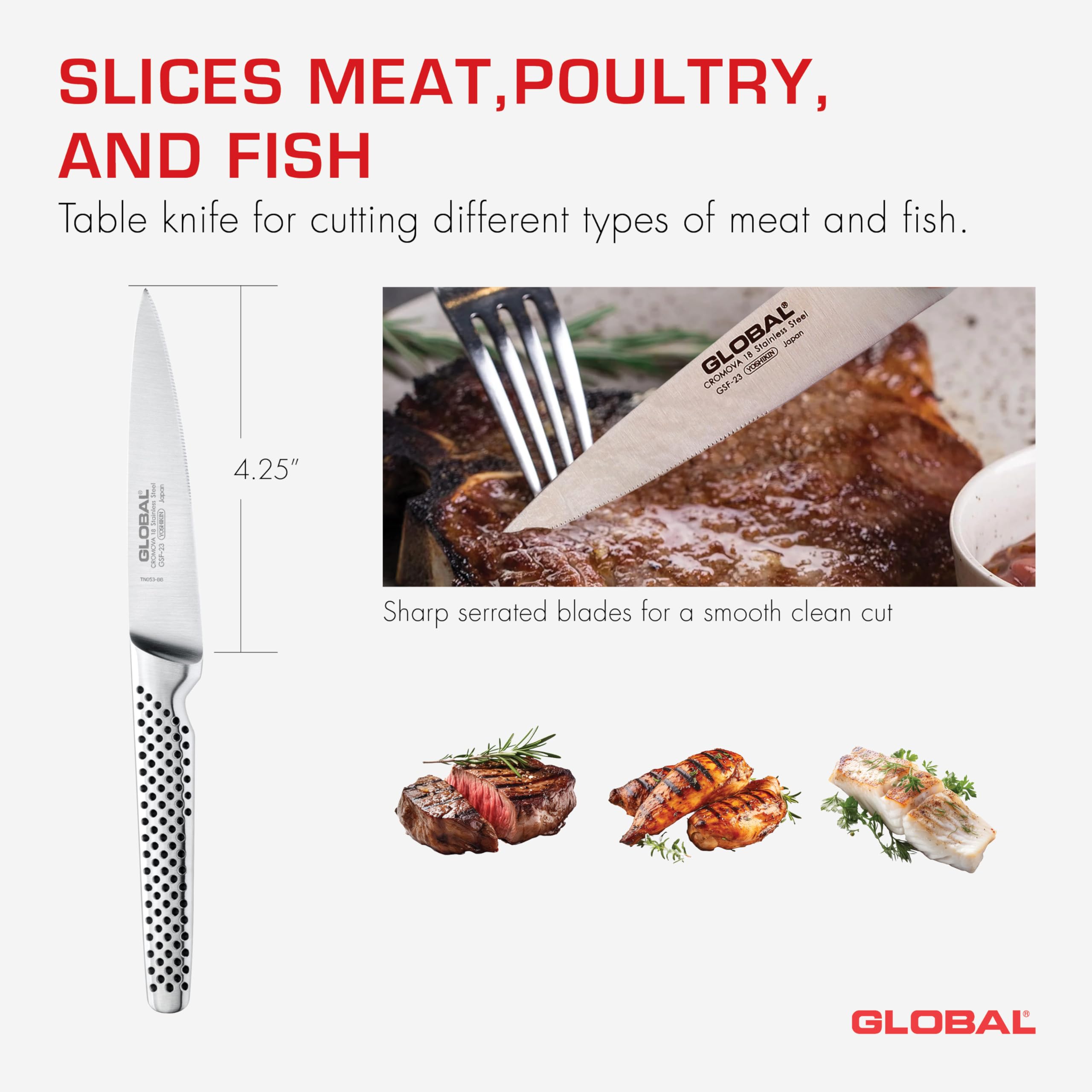 Global - Couteau à steak dentelé 11cm/4.25