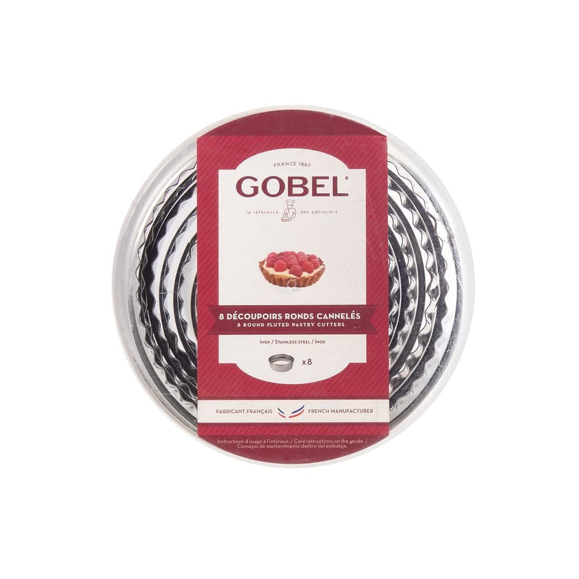 Gobel - Pastry Cutter Set Fluted Round 8pc Set 3-10x4cm/1-4x1.6