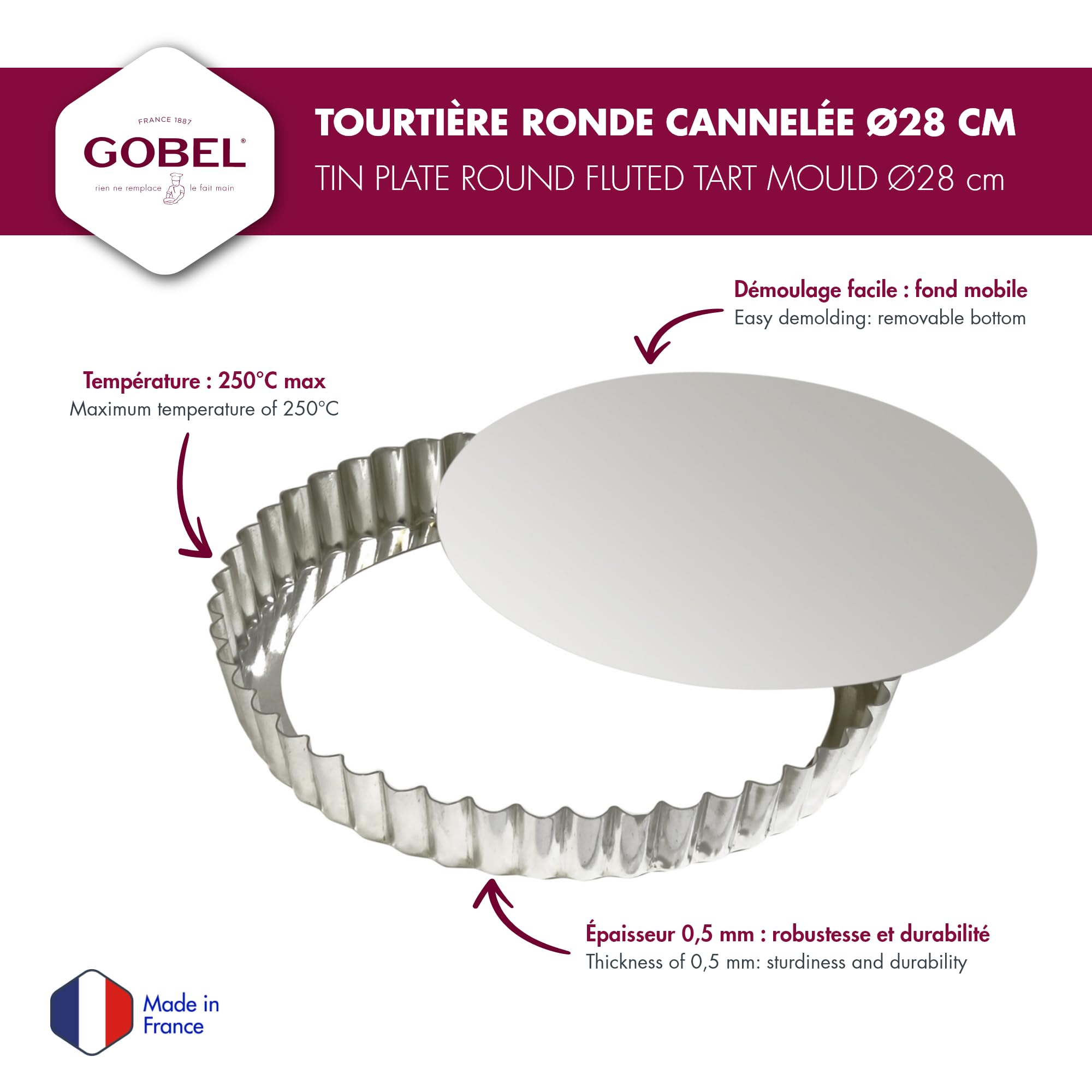 Gobel - Quiche Mold LB Fluted Round 28x2.5cm/11x1