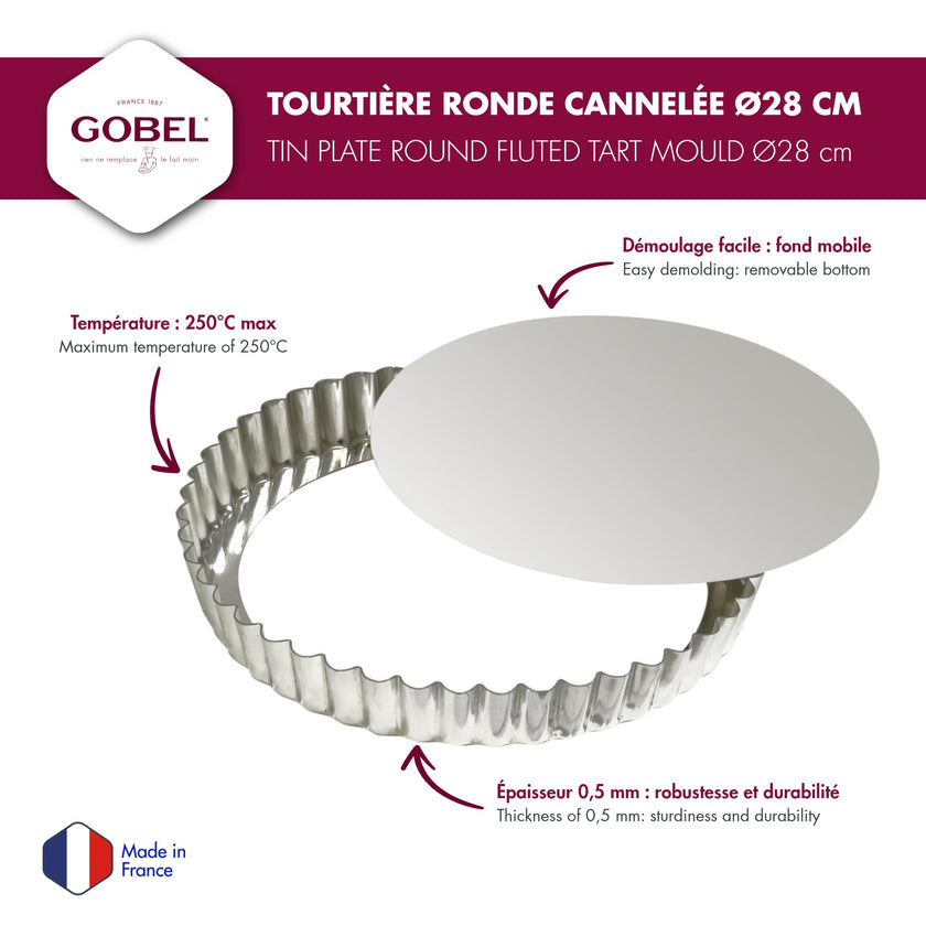 Gobel - Quiche Mold LB Fluted Round 28x2.5cm/11x1