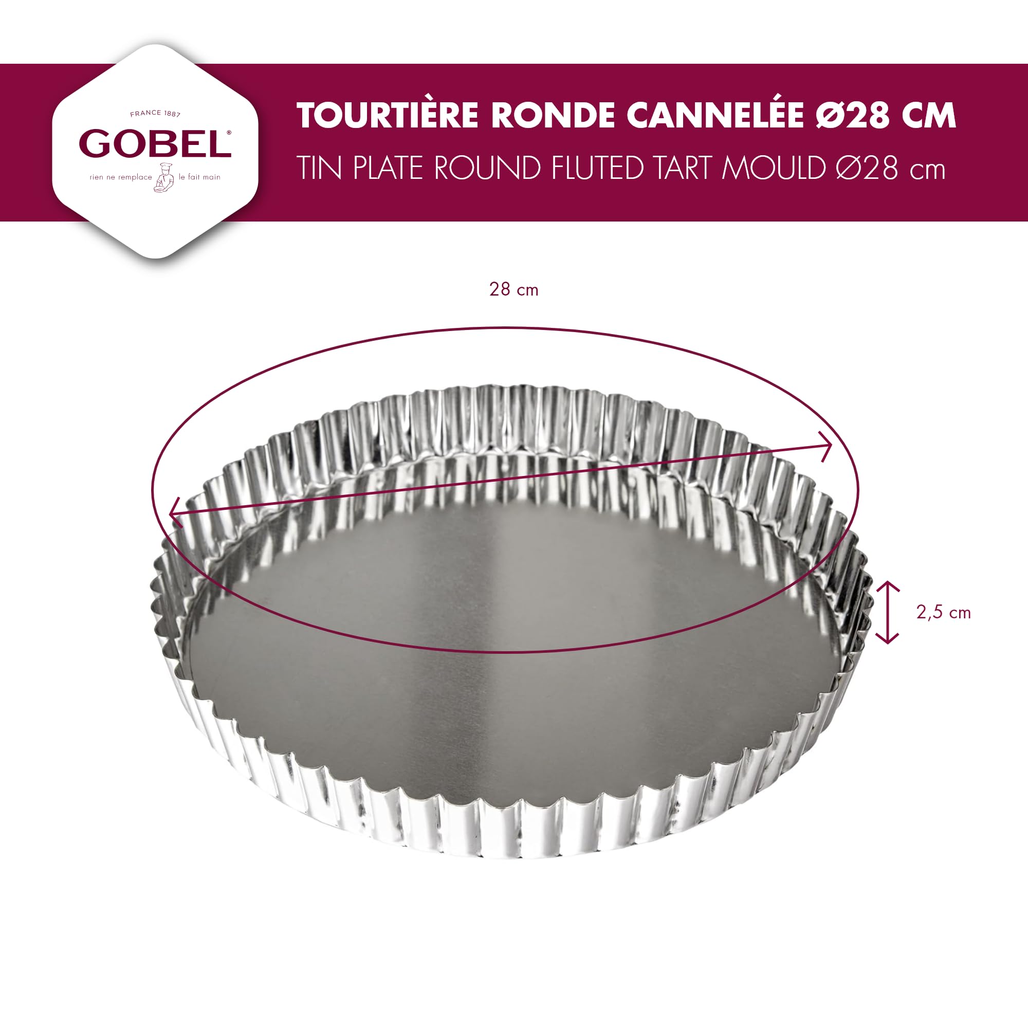 Gobel - Quiche Mold LB Fluted Round 28x2.5cm/11x1