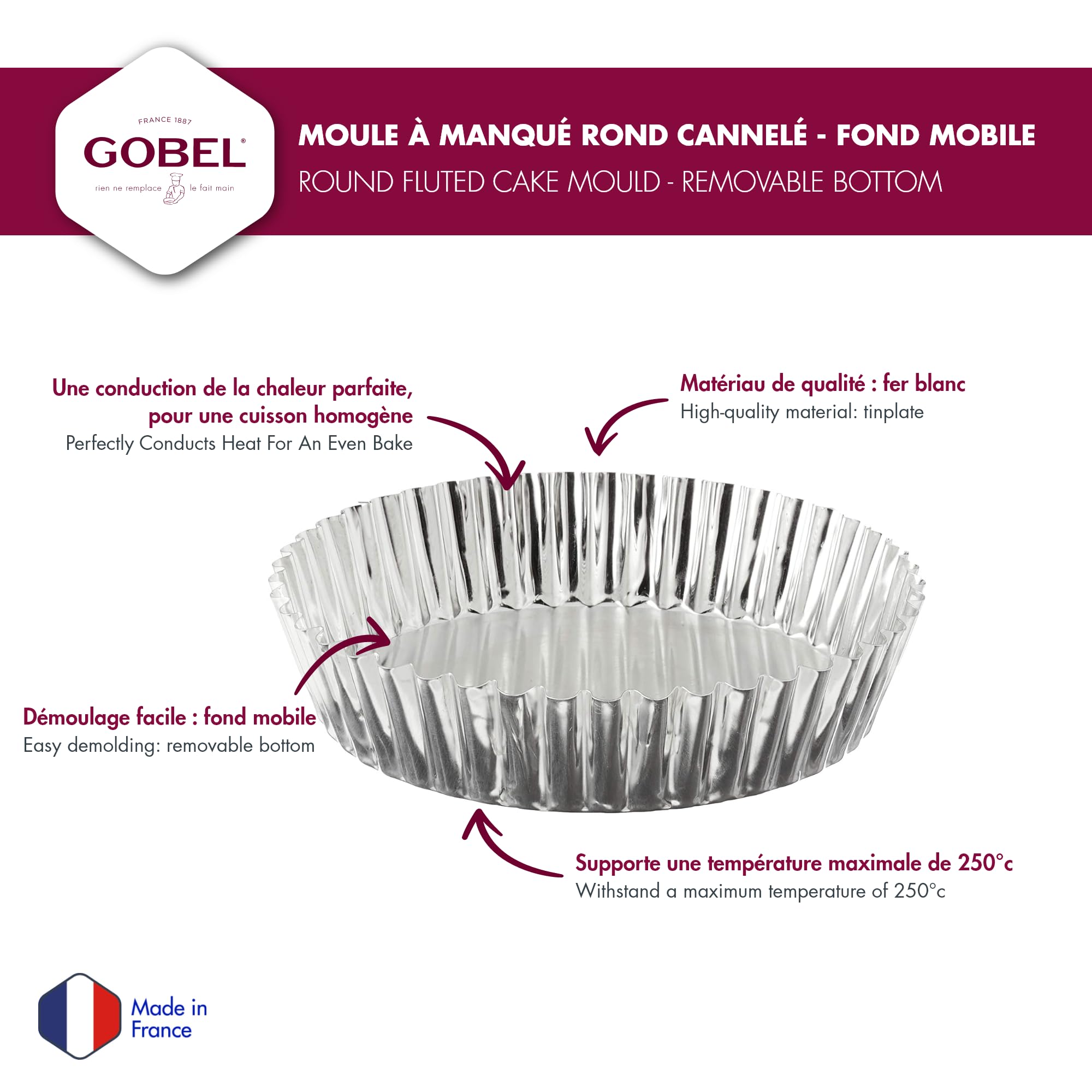 Gobel - Quiche Mold LB w/Narrow Ribs 25x5cm/10x2