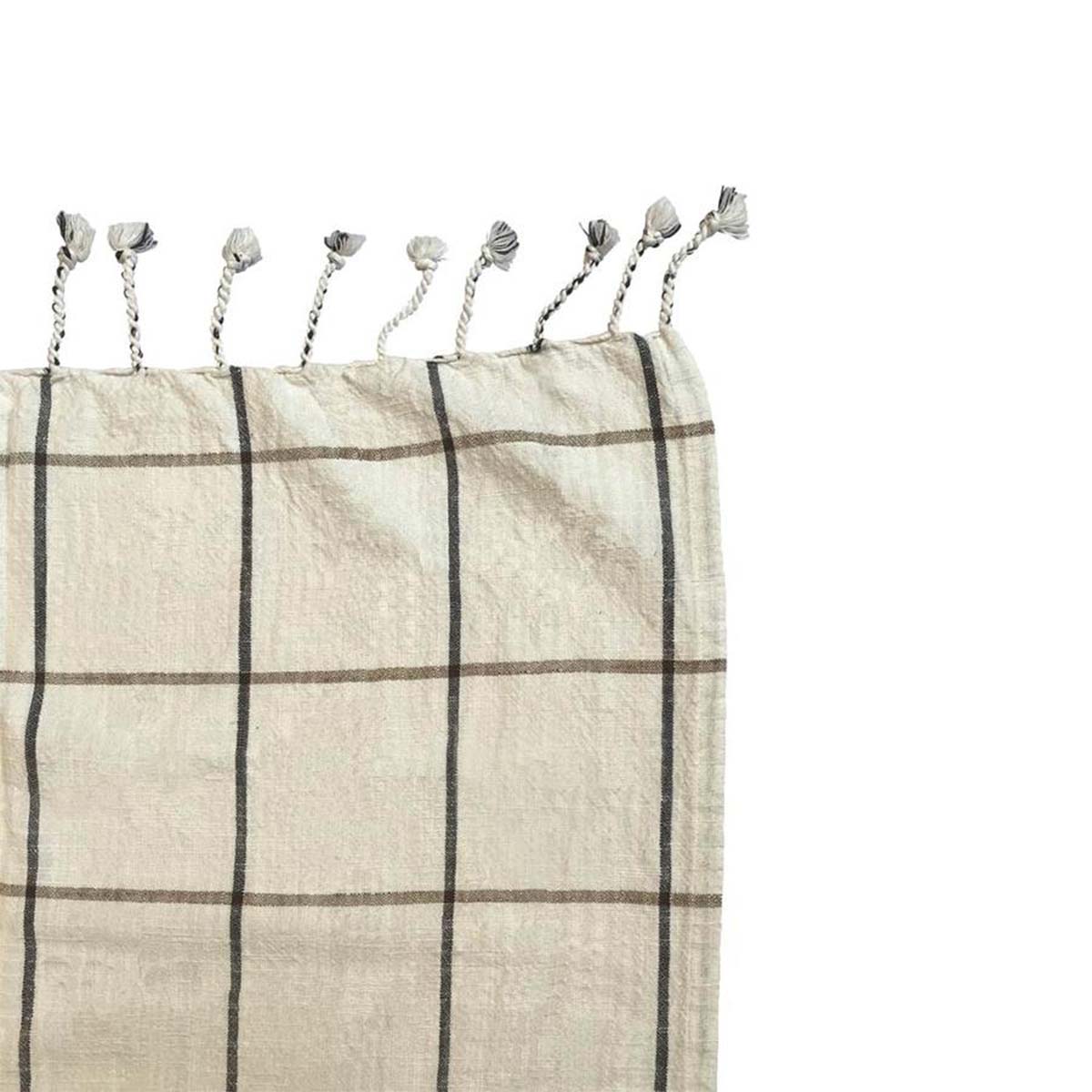Gobi Bed Cover - Grid - Offwhite / Anthracite