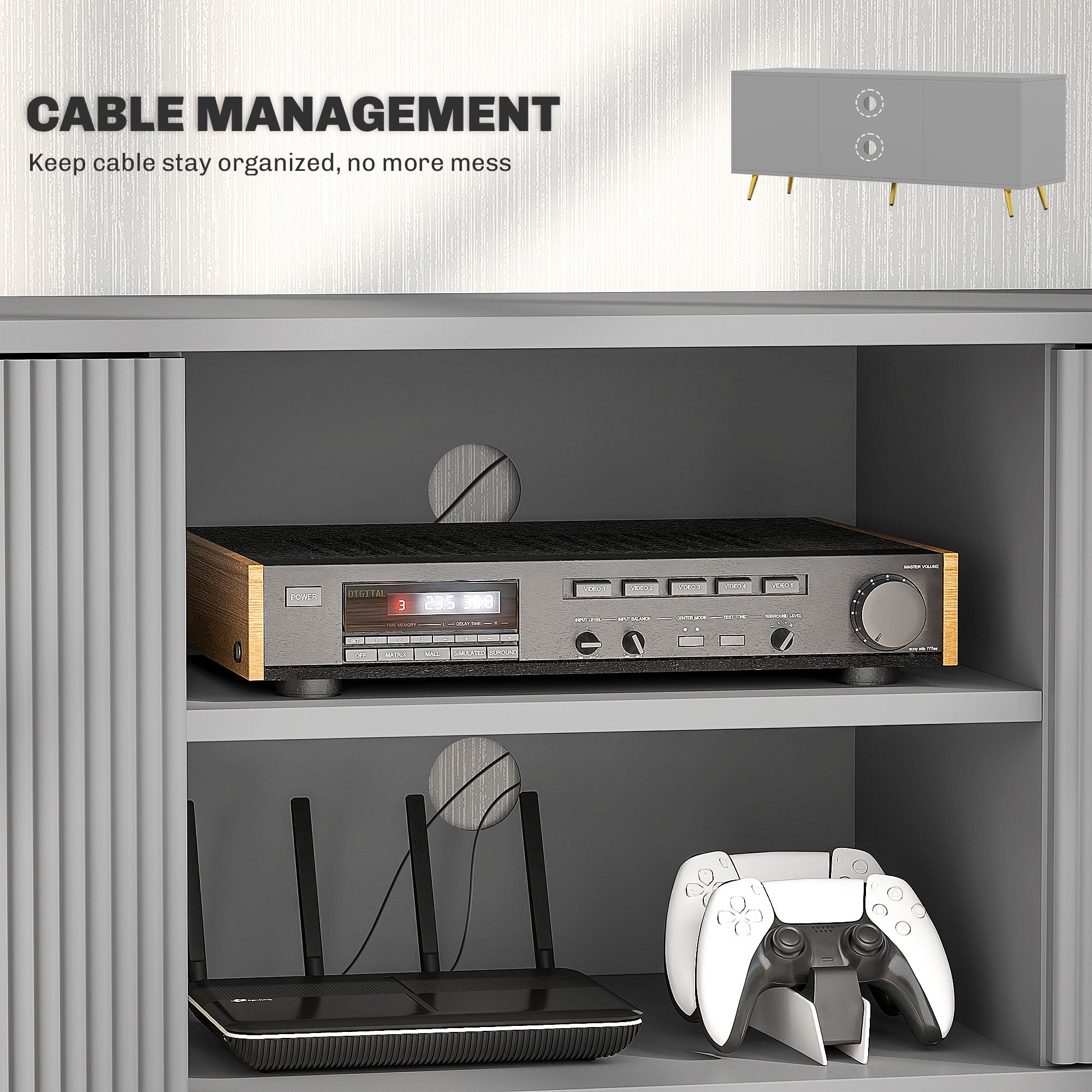 Collins Modern TV Stand for up to 55 Inch TVs-Grey