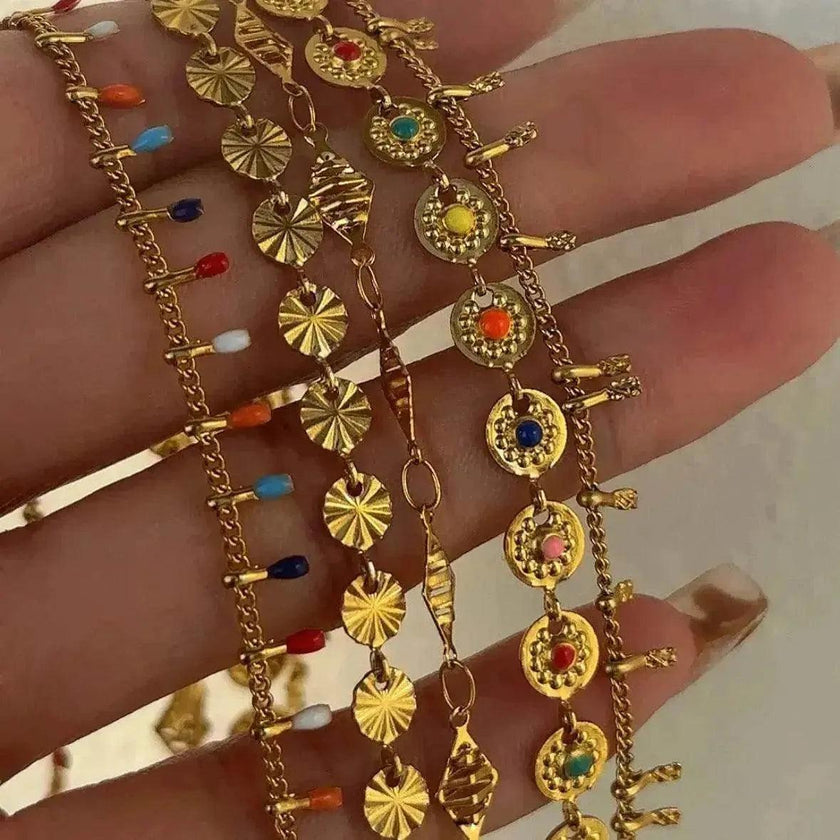 Gold-plated Titanium Steel Vintage Tassel Diamond Piece Waist Chain