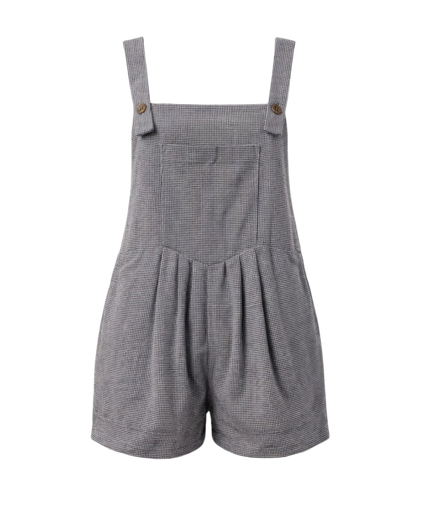 Goldie - Relaxed Fit Short-All Romper In Black Gingham