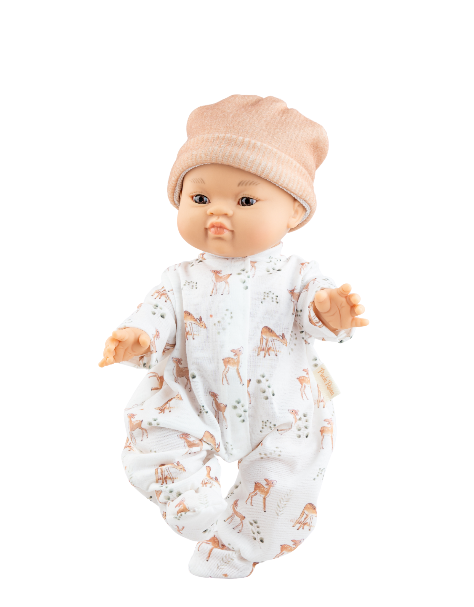 Baby Gordis - Lili with brown eyes in fawn pajamas and hat - Paola Reina