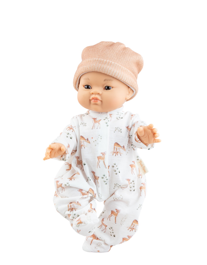 Baby Gordis - Lili with brown eyes in fawn pajamas and hat - Paola Reina