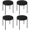 Noel Backless Round Dining Stools-Set of 4 with Metal Legs-Black