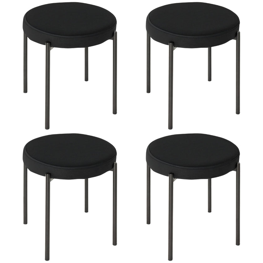 Noel Backless Round Dining Stools-Set of 4 with Metal Legs-Black