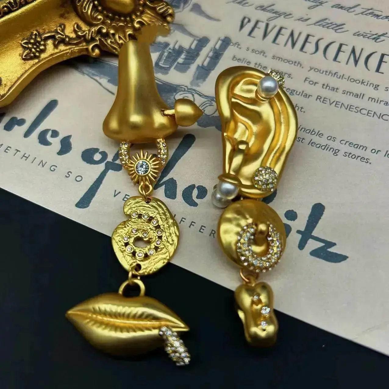Graceful And Fashionable Nose Mouth Ear Expression Earrings