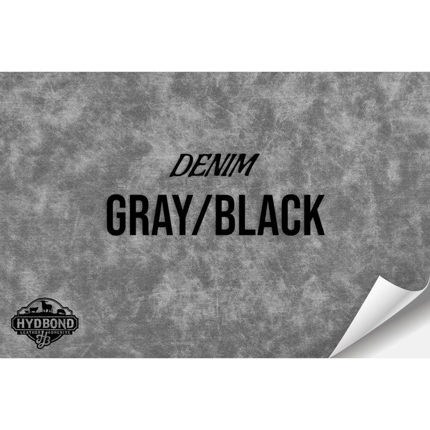 GRAY DENIM/BLACK WITH ADHESIVE HYDBOND LEATHERETTE SHEET (12