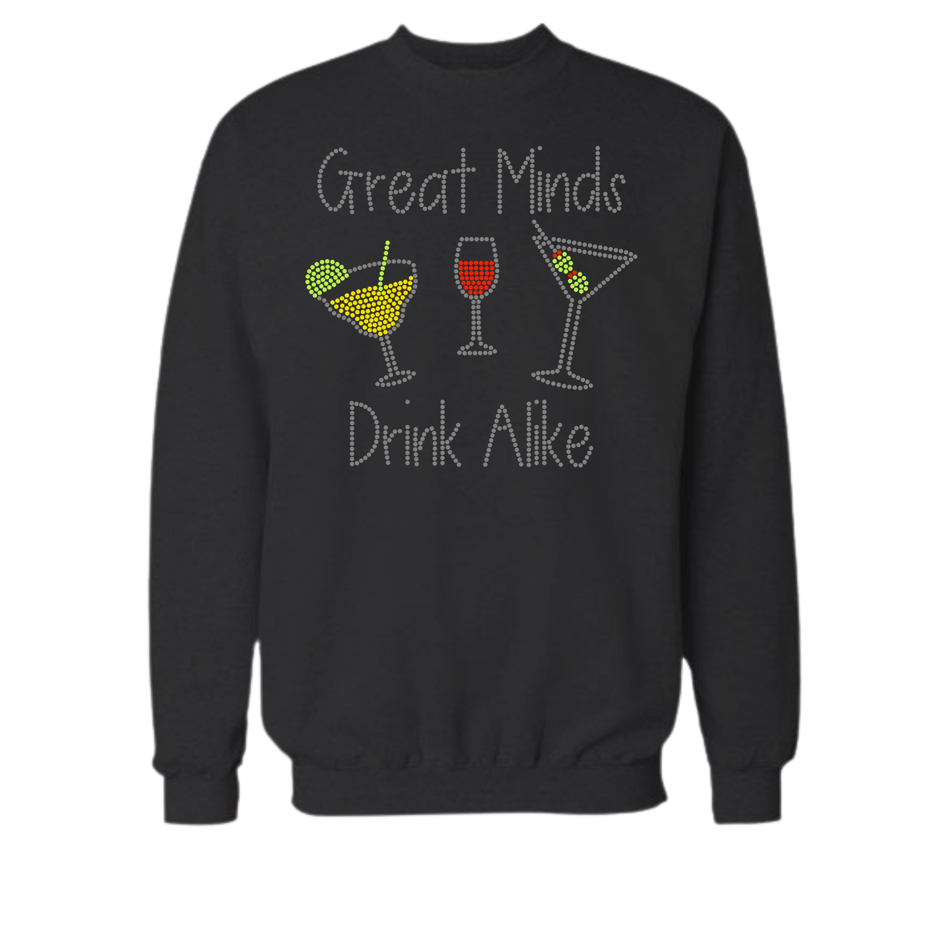 Great Minds Drink Alike Rhinestone Shirt – Funny Wine Sparkle Bling Tee | Blingdazzel