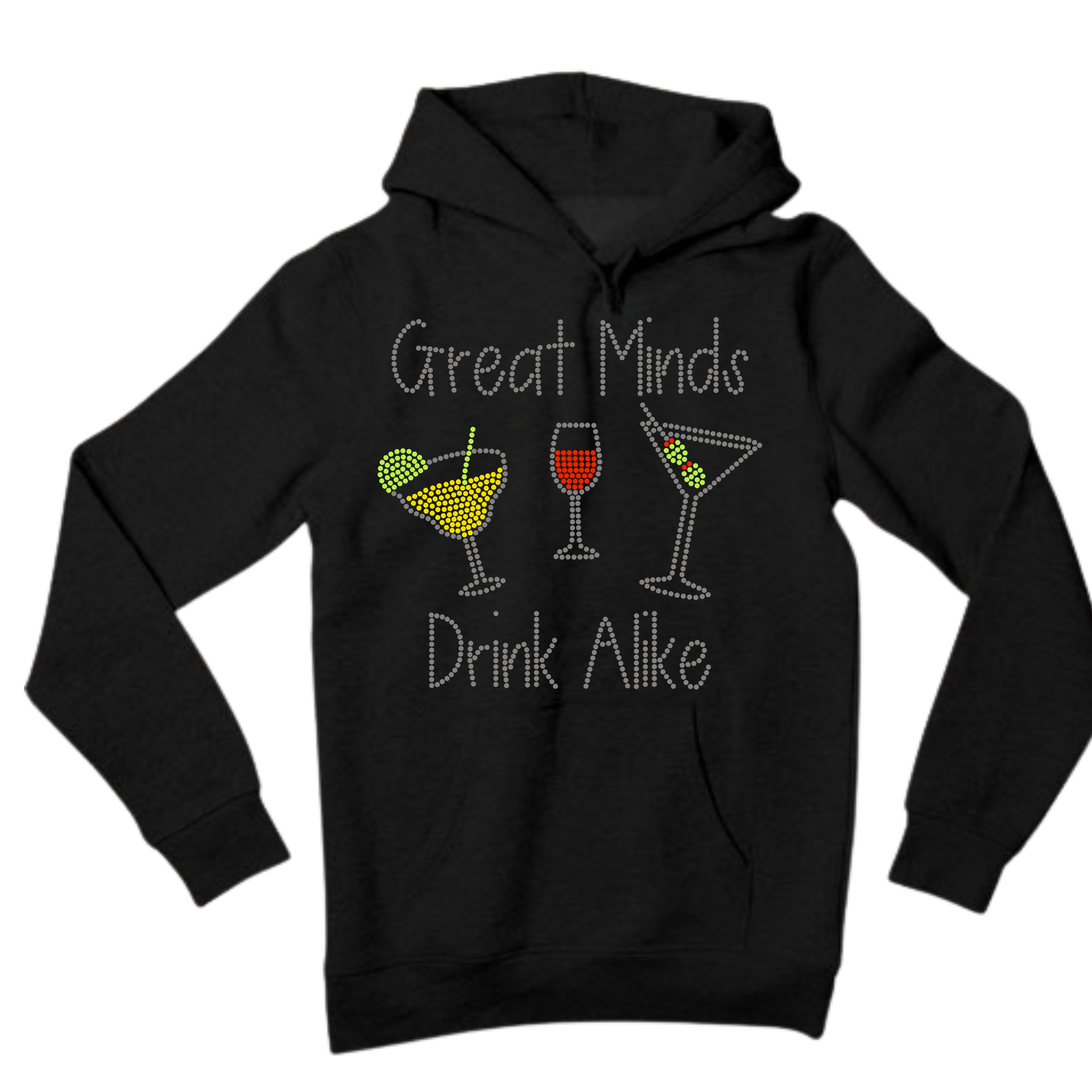 Great Minds Drink Alike Rhinestone Shirt – Funny Wine Sparkle Bling Tee | Blingdazzel