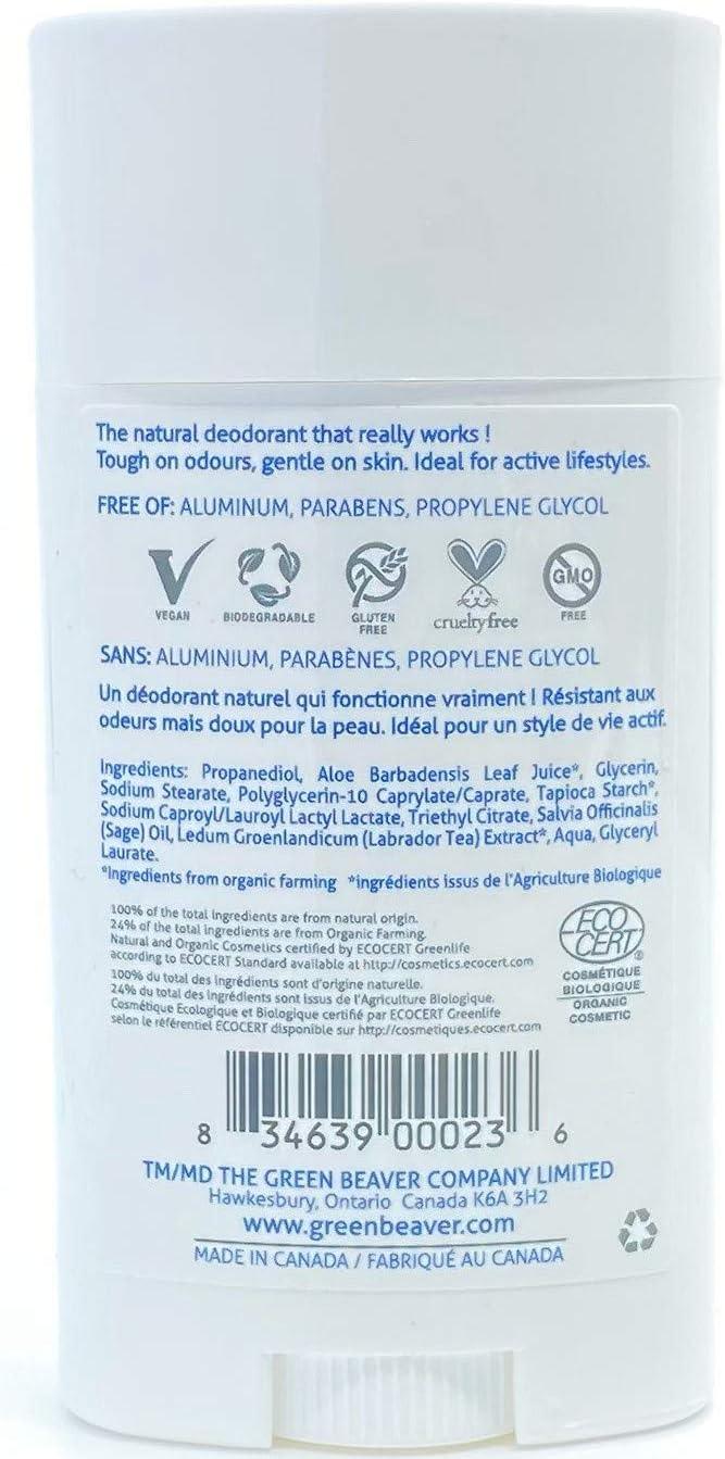 Green Beaver Company - Deodorant Stick Unscented-Paraben & Aluminum-Free, Vegan, For Normal & Sensitive Skin, 1-pack