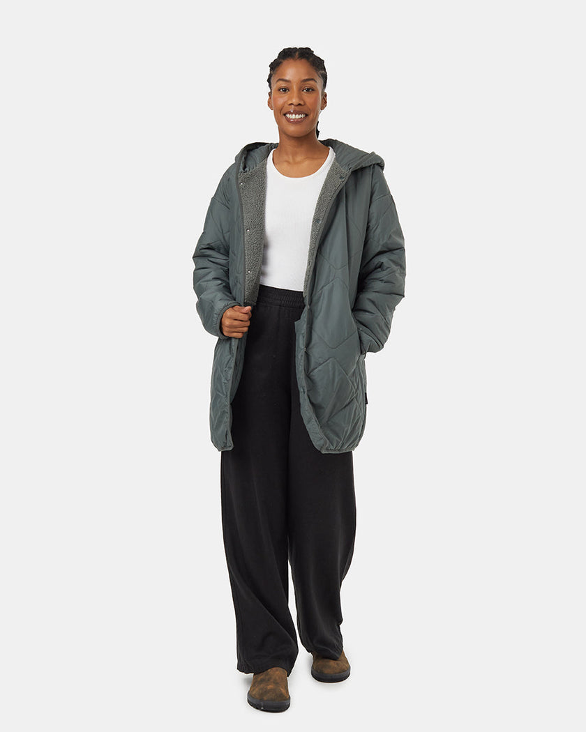 Recycled Boucle Reversible Long Jacket