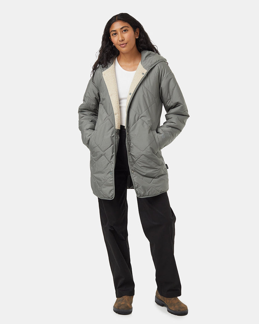 Recycled Boucle Reversible Long Jacket