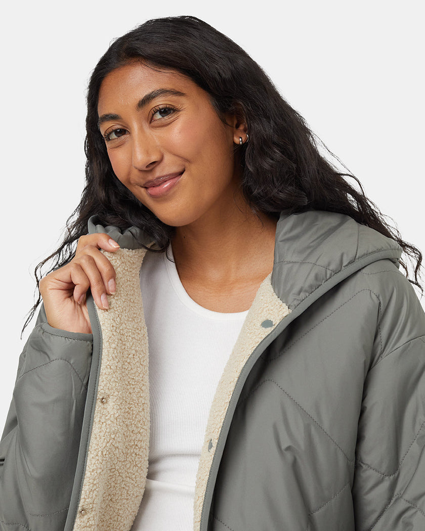 Recycled Boucle Reversible Long Jacket