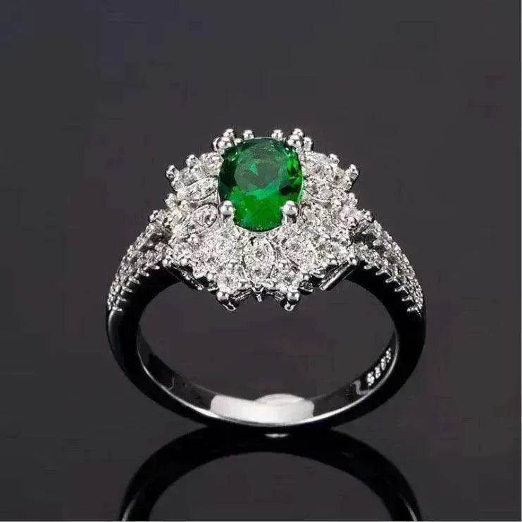 Green Zircon Ornament Ring Jewelry