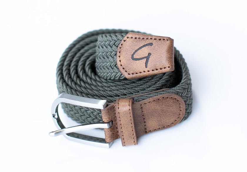 Braided Belt - Green/Brown