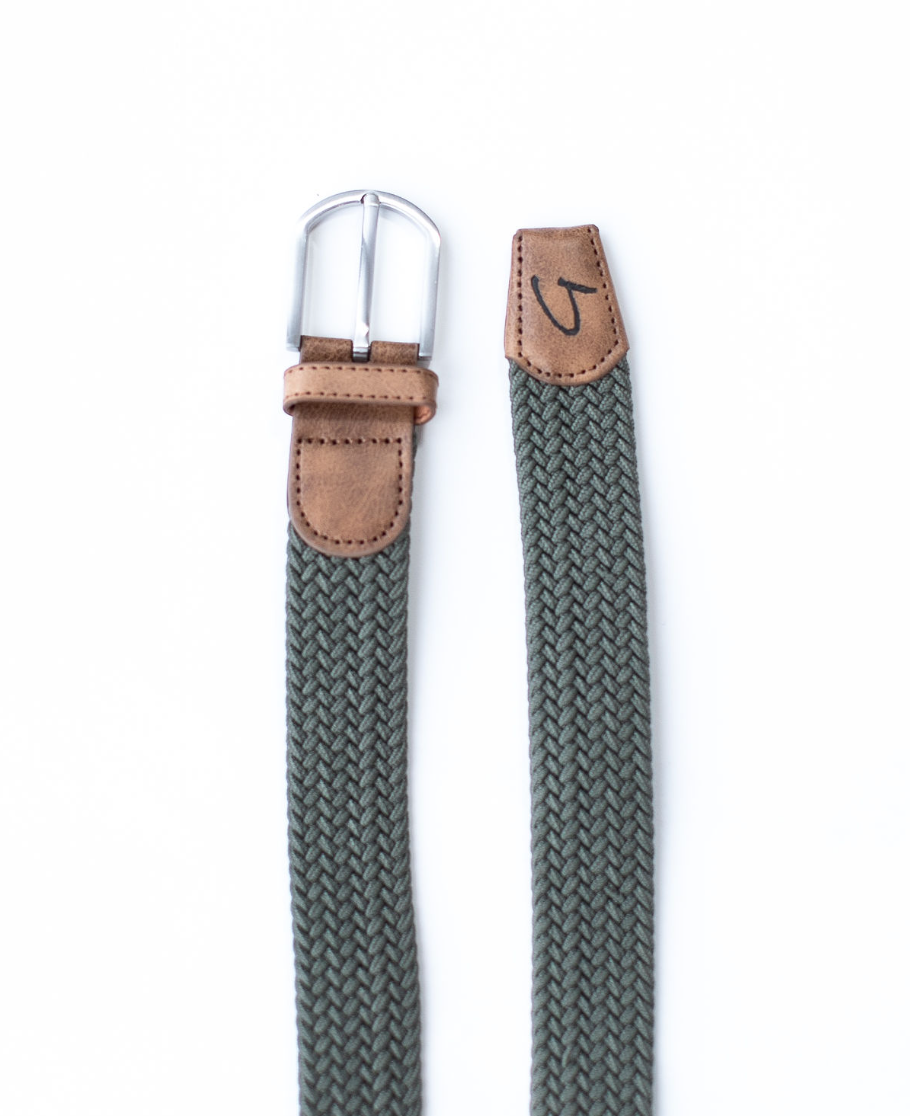 Braided Belt - Green/Brown