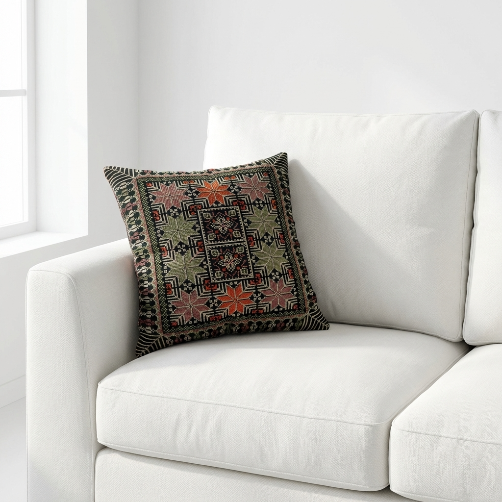 Olive Green – Tatreez Embroidery | 16x16