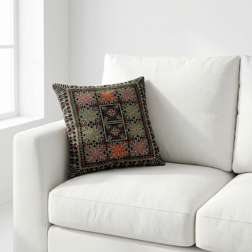 Olive Green – Tatreez Embroidery | 16x16
