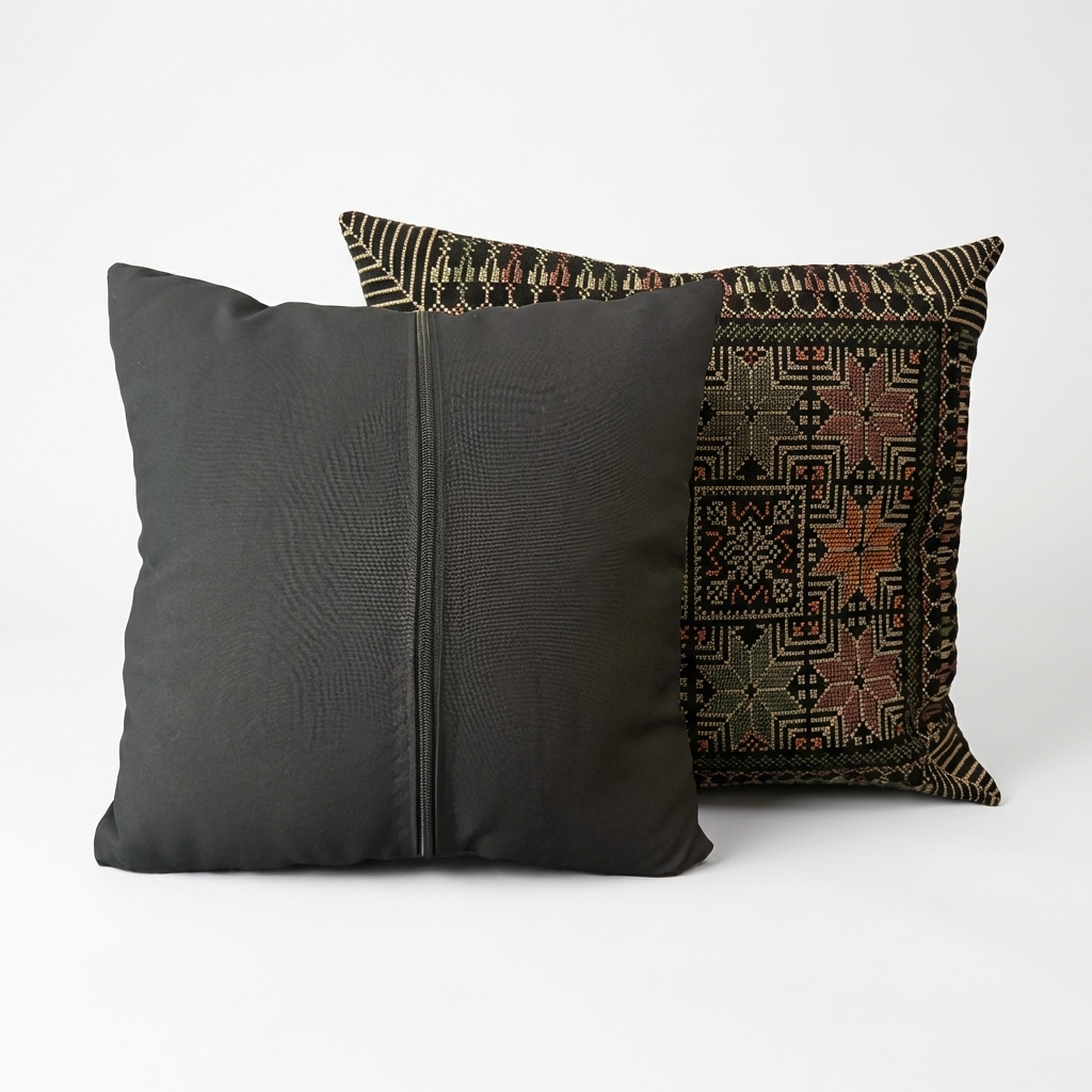 Green & Gold Tatreez Cushion Cover – Palestinian Textile