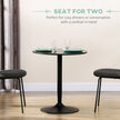 Jan Modern Round Dining Table with Steel Base for Small Spaces-Black