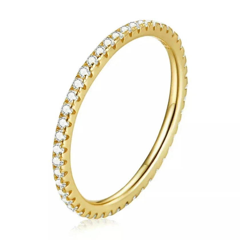 925 Sterling Silver Cz Simulated Diamond Stackable Ring Platinum Plated Eternity Bands For Women