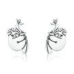 Adorable Sloth Stud Earrings In Sterling Silver - Cute Animal Jewelry