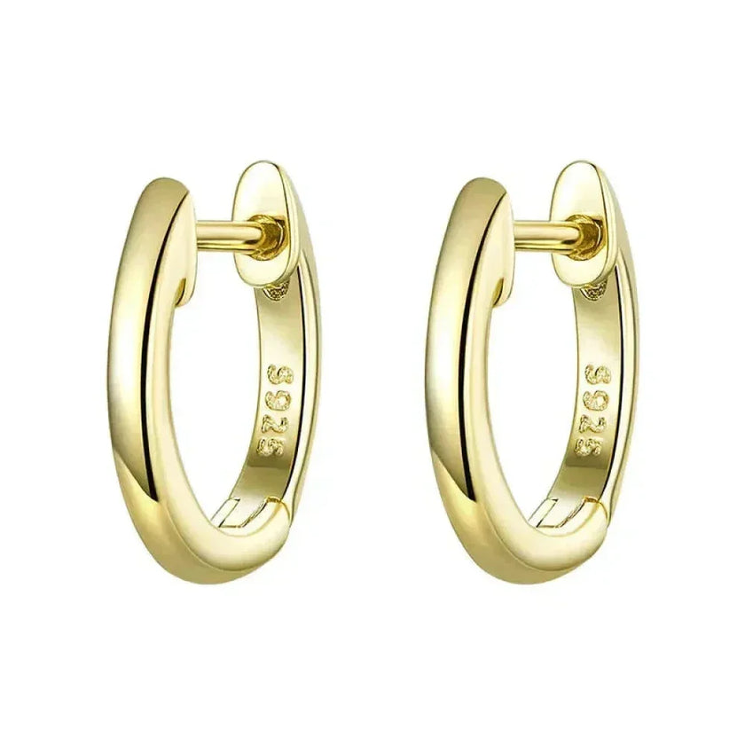 Genuine Sterling Silver Hoop Earrings - Elegant Rose Gold Color - Women's Fashion jewelry SCE808