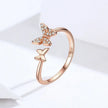 925 Sterling Silver CZ Butterfly Open Ring