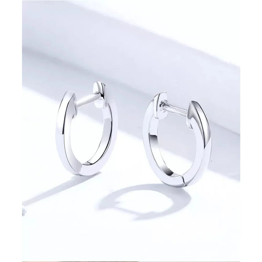 Genuine Sterling Silver Hoop Earrings - Elegant Rose Gold Color - Women's Fashion jewelry SCE808