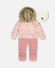 One-Piece Baby Snug Snowsuit Designed For Car Seat Pink Mini Flowers