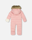 One-Piece Baby Snug Snowsuit Designed For Car Seat Pink
